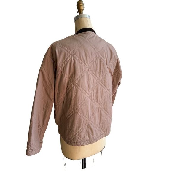 Free People XS Dusty Rose Pink Quilted Jacket Cotton EUC - Picture 4 of 4